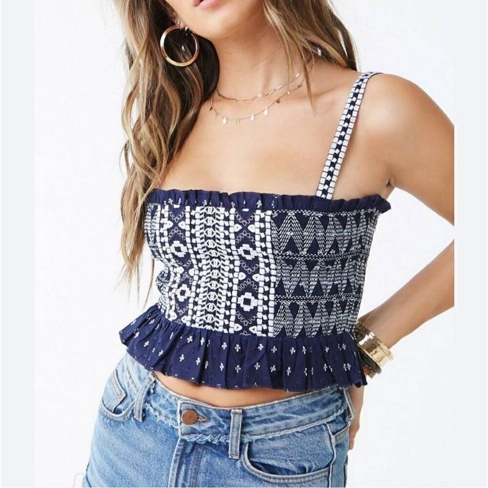 NWT Luna Skies Smocked Embroidered Top